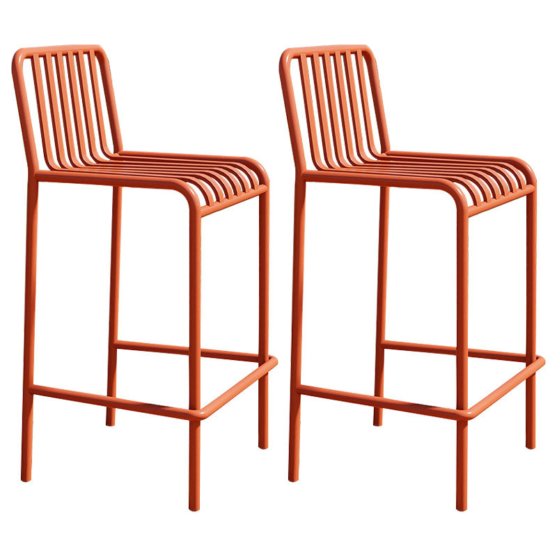 Modern Armless Backrest Counter Stool Iron Cafe Bar Stool with Seat and Pedal