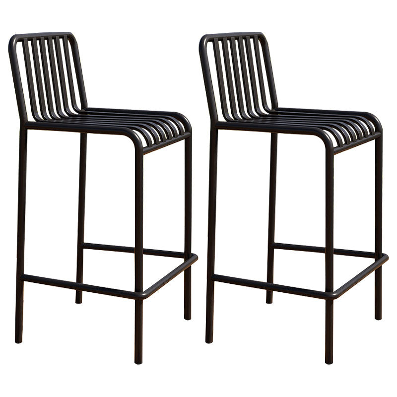 Modern Armless Backrest Counter Stool Iron Cafe Bar Stool with Seat and Pedal