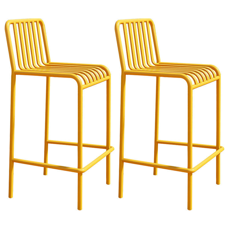 Modern Armless Backrest Counter Stool Iron Cafe Bar Stool with Seat and Pedal