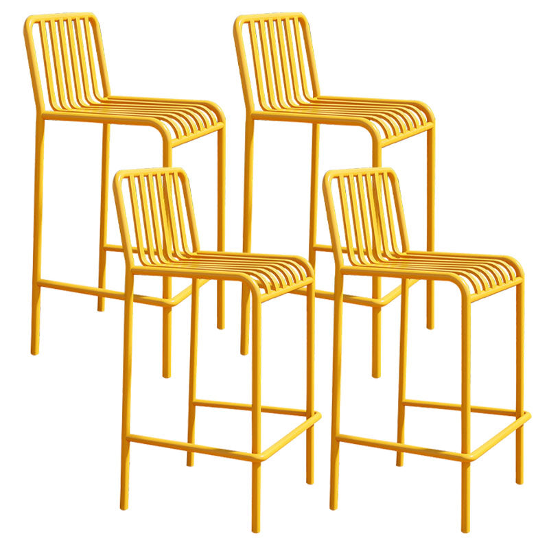 Modern Armless Backrest Counter Stool Iron Cafe Bar Stool with Seat and Pedal