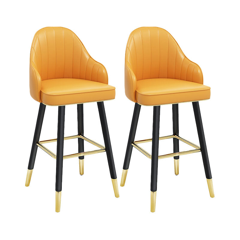 Scandinavian Armed Swivel Barstool Matte Finish Leather Stool