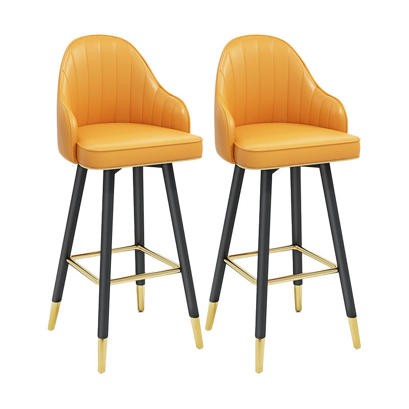 Scandinavian Armed Swivel Barstool Matte Finish Leather Stool