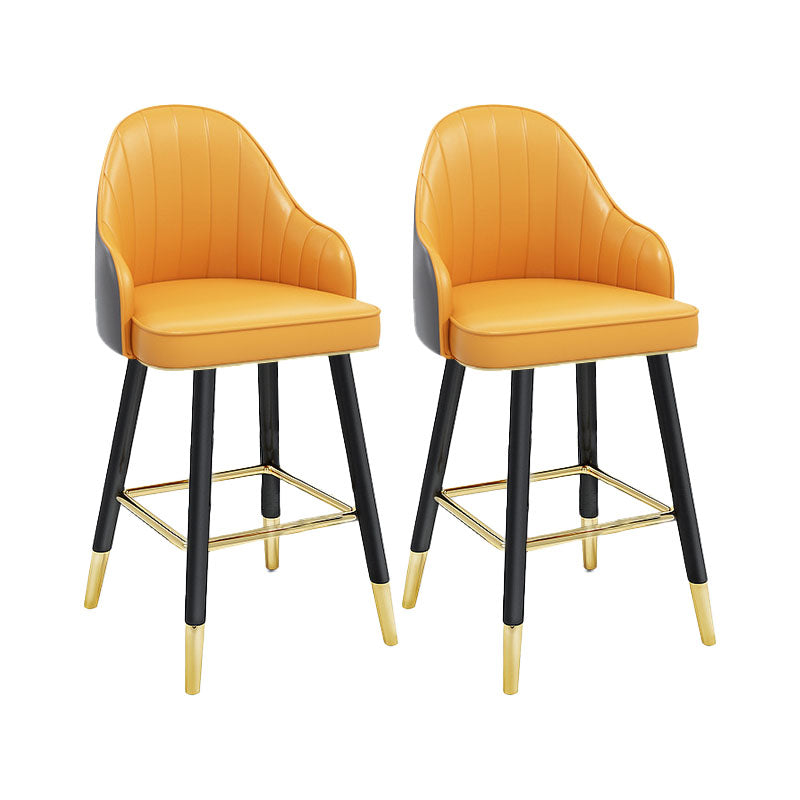 Scandinavian Armed Swivel Barstool Matte Finish Leather Stool