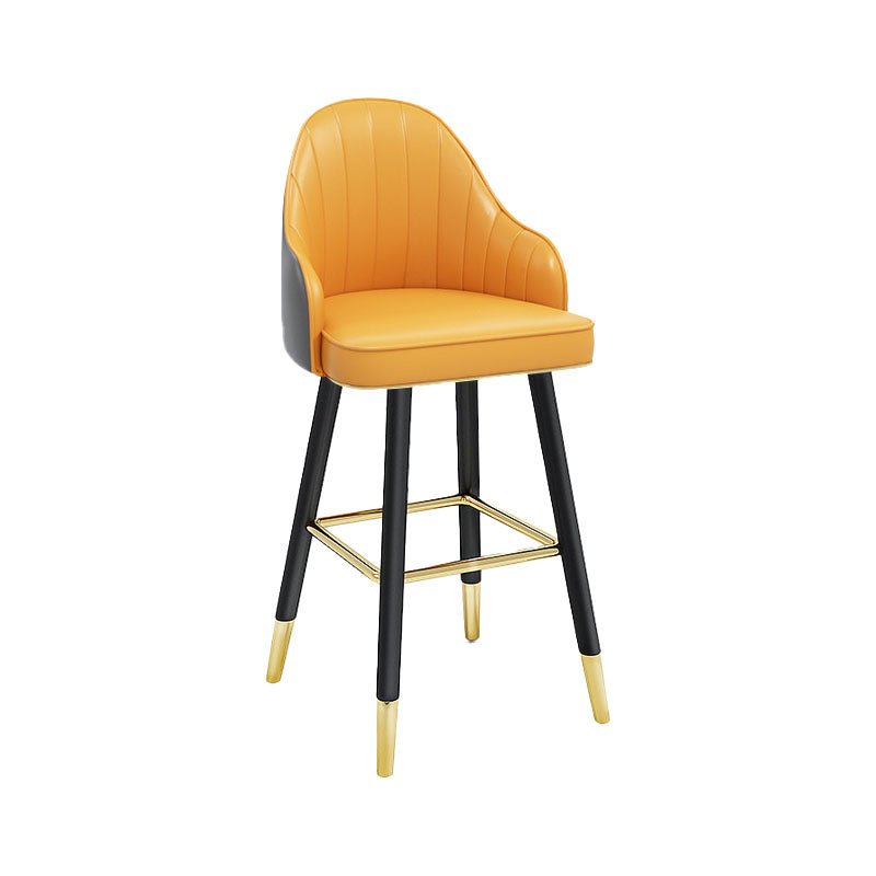 Scandinavian Armed Swivel Barstool Matte Finish Leather Stool