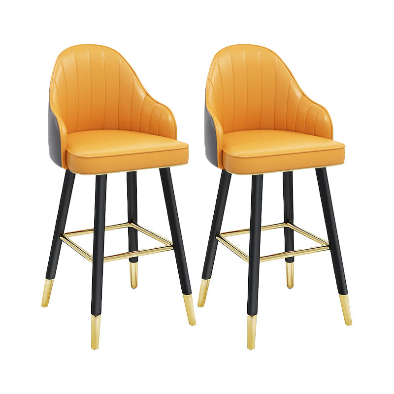 Scandinavian Armed Swivel Barstool Matte Finish Leather Stool