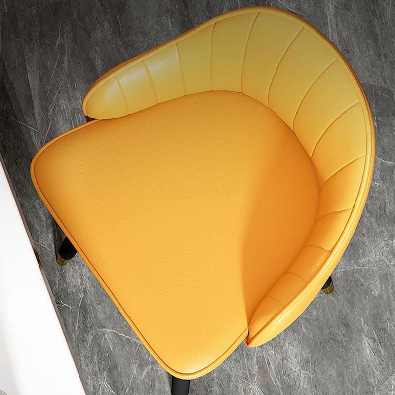 Scandinavian Armed Swivel Barstool Matte Finish Leather Stool