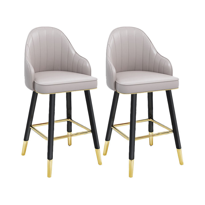 Scandinavian Armed Swivel Barstool Matte Finish Leather Stool