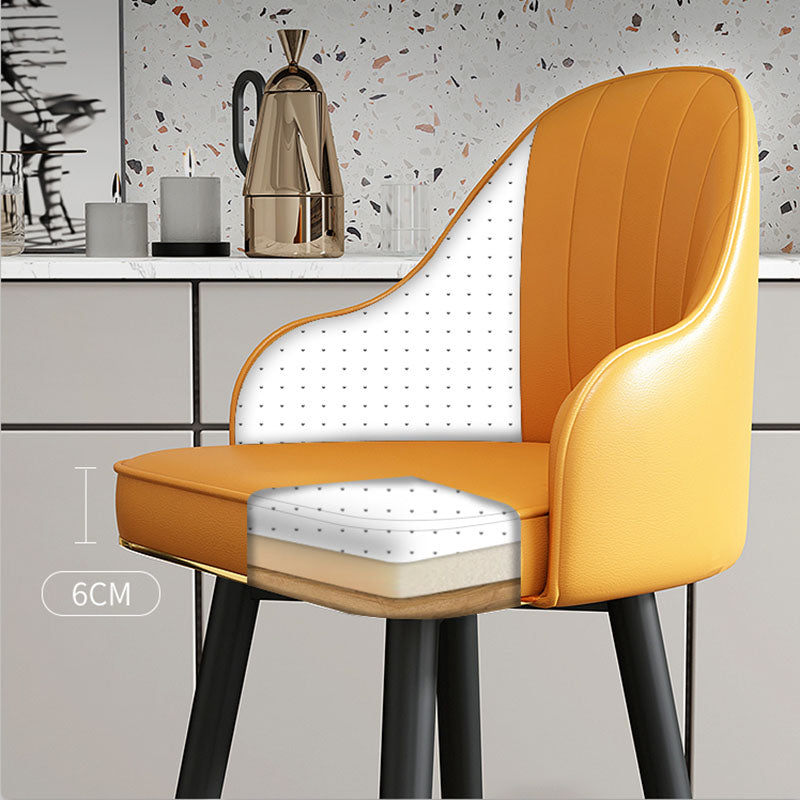 Scandinavian Armed Swivel Barstool Matte Finish Leather Stool