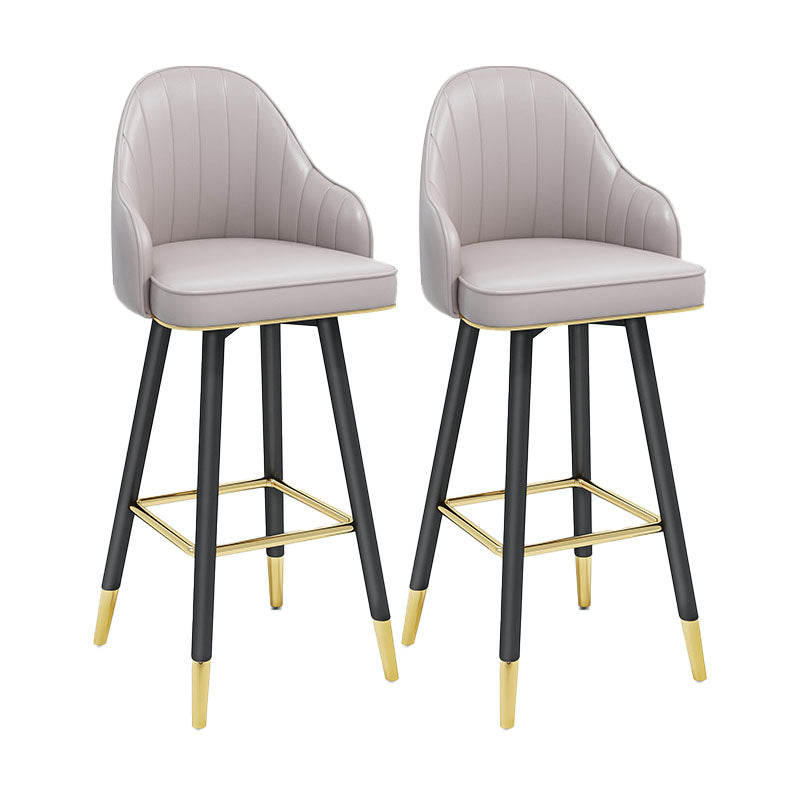 Scandinavian Armed Swivel Barstool Matte Finish Leather Stool