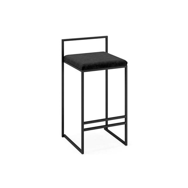 Modern Backrest Counter Stool Iron Milk Tea Shop Bar Stool with Velvet Cushion and Pedal