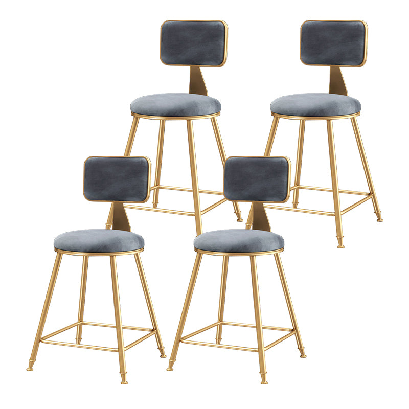 Nordic Style Backrest Counter Stool Iron Cafe Bar Stool with Cushion and Pedal