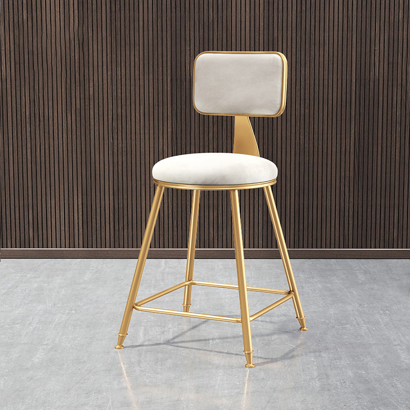 Nordic Style Backrest Counter Stool Iron Cafe Bar Stool with Cushion and Pedal