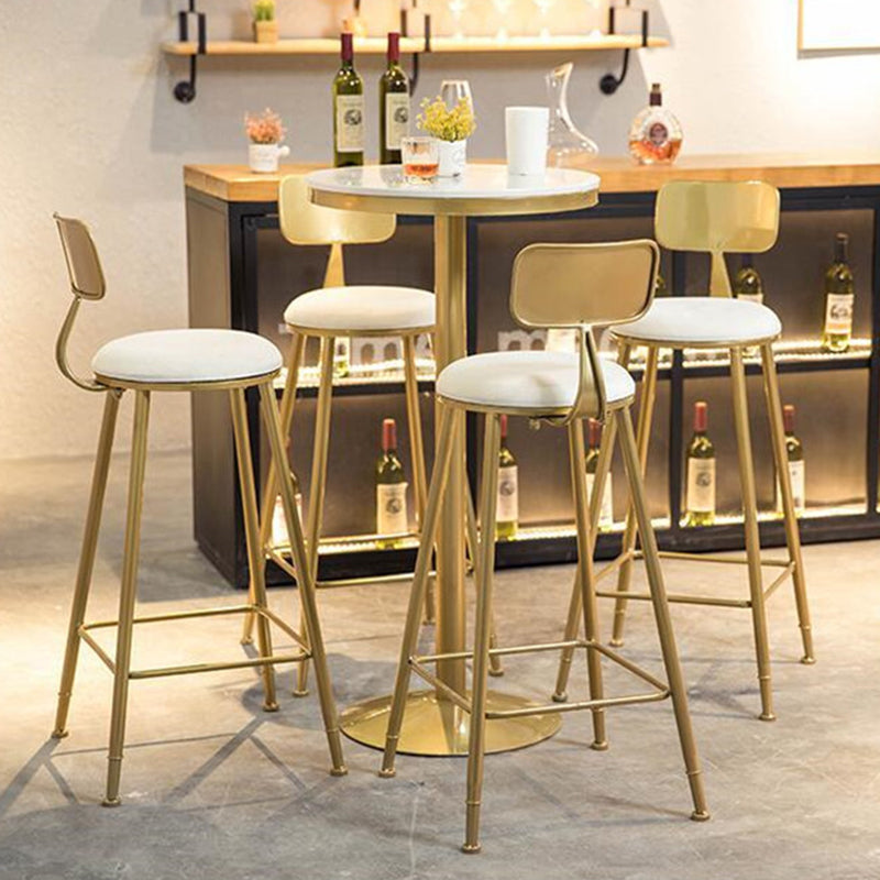 Nordic Style Backrest Counter Stool Iron Cafe Bar Stool with Cushion and Pedal