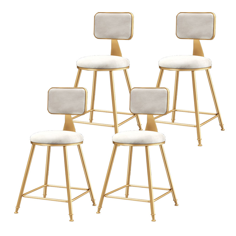 Nordic Style Backrest Counter Stool Iron Cafe Bar Stool with Cushion and Pedal