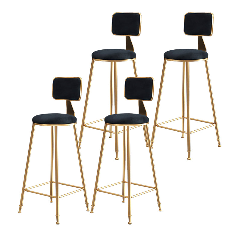 Nordic Style Backrest Counter Stool Iron Cafe Bar Stool with Cushion and Pedal