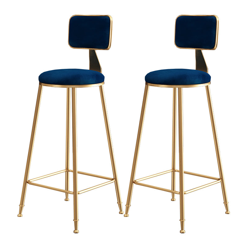 Nordic Style Backrest Counter Stool Iron Cafe Bar Stool with Cushion and Pedal