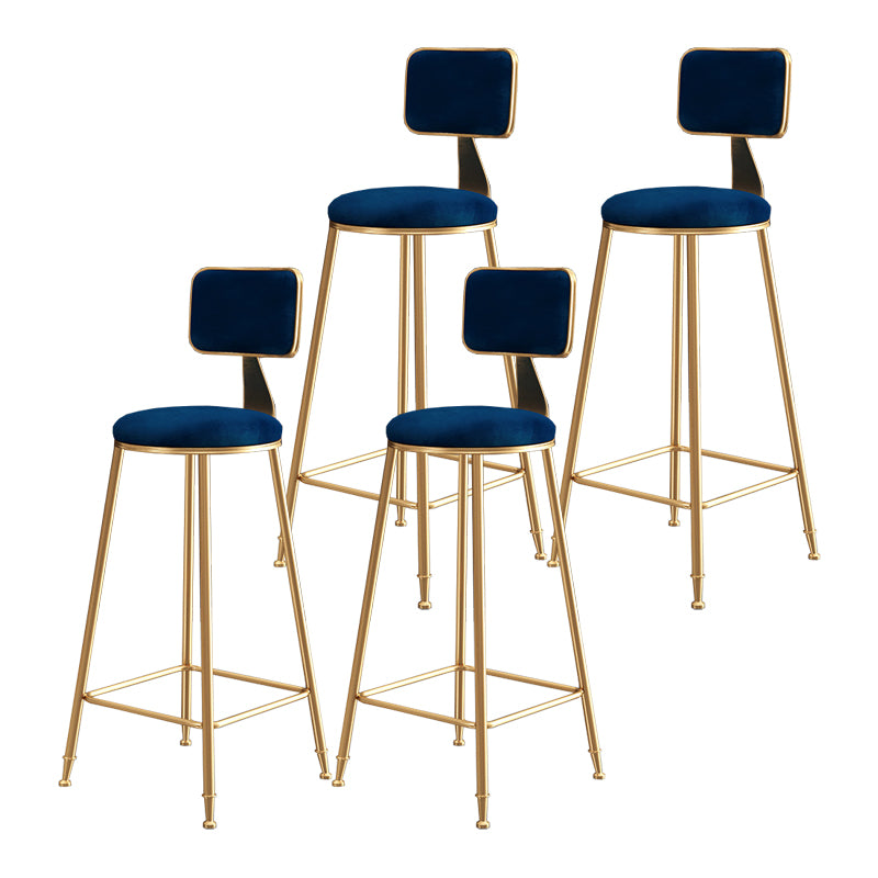 Nordic Style Backrest Counter Stool Iron Cafe Bar Stool with Cushion and Pedal