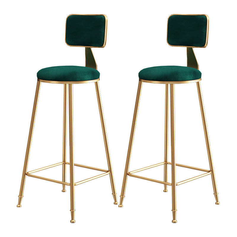 Nordic Style Backrest Counter Stool Iron Cafe Bar Stool with Cushion and Pedal