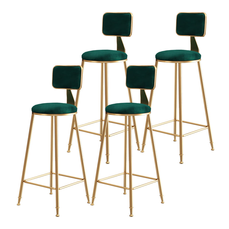 Nordic Style Backrest Counter Stool Iron Cafe Bar Stool with Cushion and Pedal