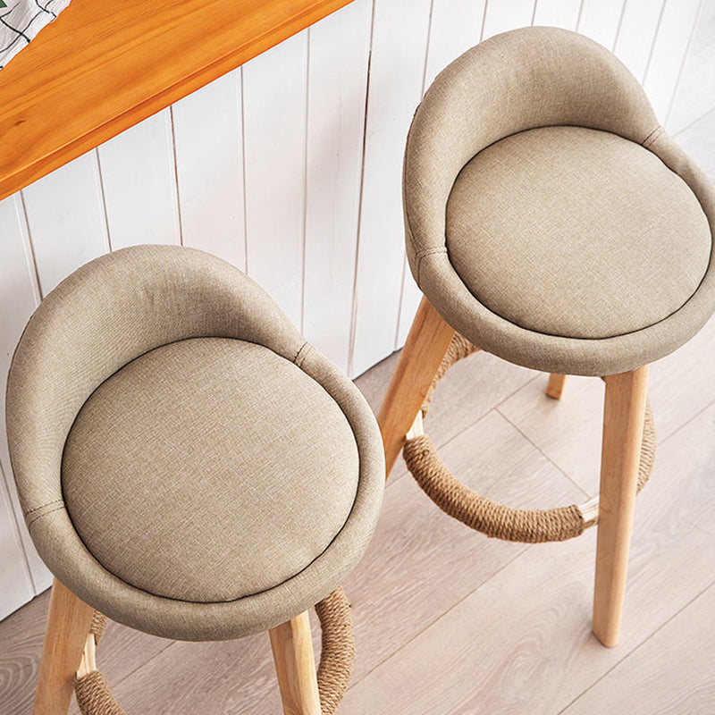 Contemporary Matte Finish Upholstered Bar Stools Restaurant Footrest Stool