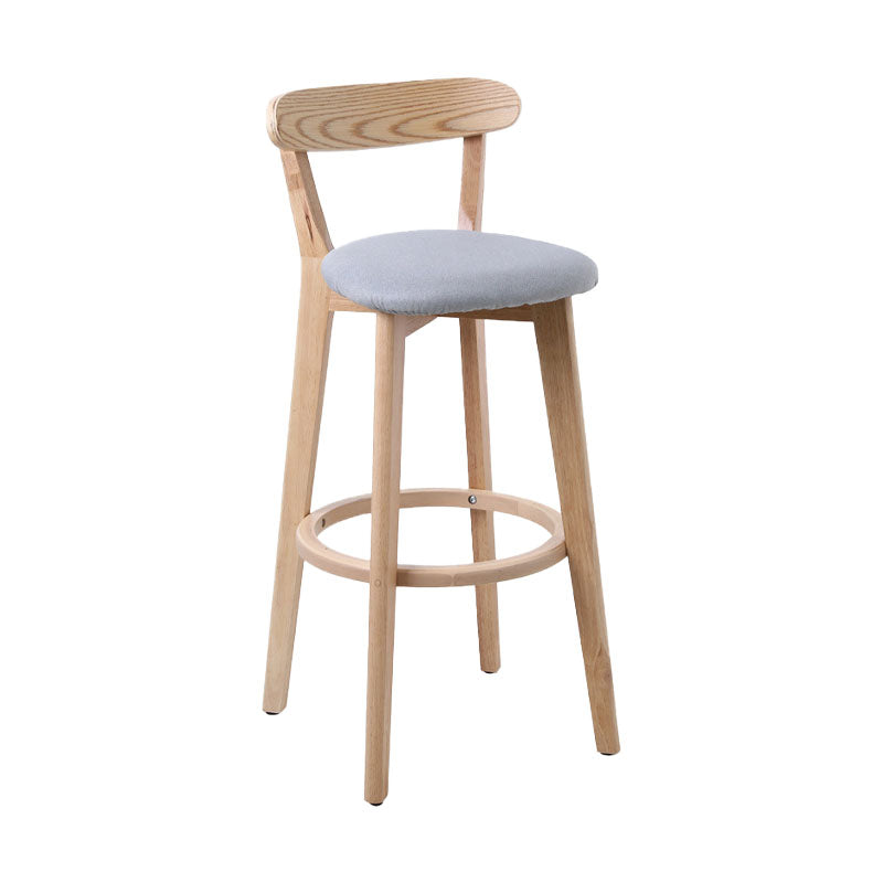 Scandinavian Rubberwood Coffee Shop Stool Footrest Upholstered Bar Stools