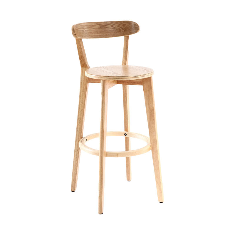 Scandinavian Rubberwood Coffee Shop Stool Footrest Upholstered Bar Stools