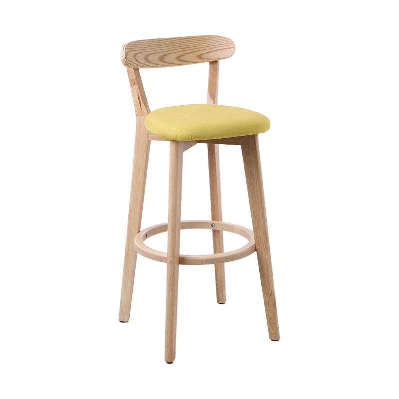 Scandinavian Rubberwood Coffee Shop Stool Footrest Upholstered Bar Stools