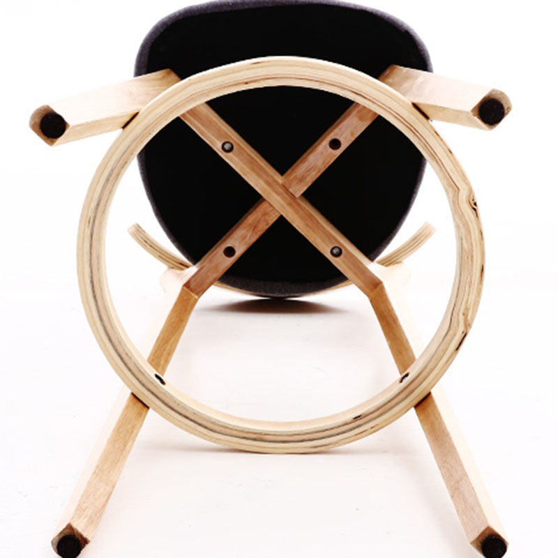 Scandinavian Rubberwood Coffee Shop Stool Footrest Upholstered Bar Stools