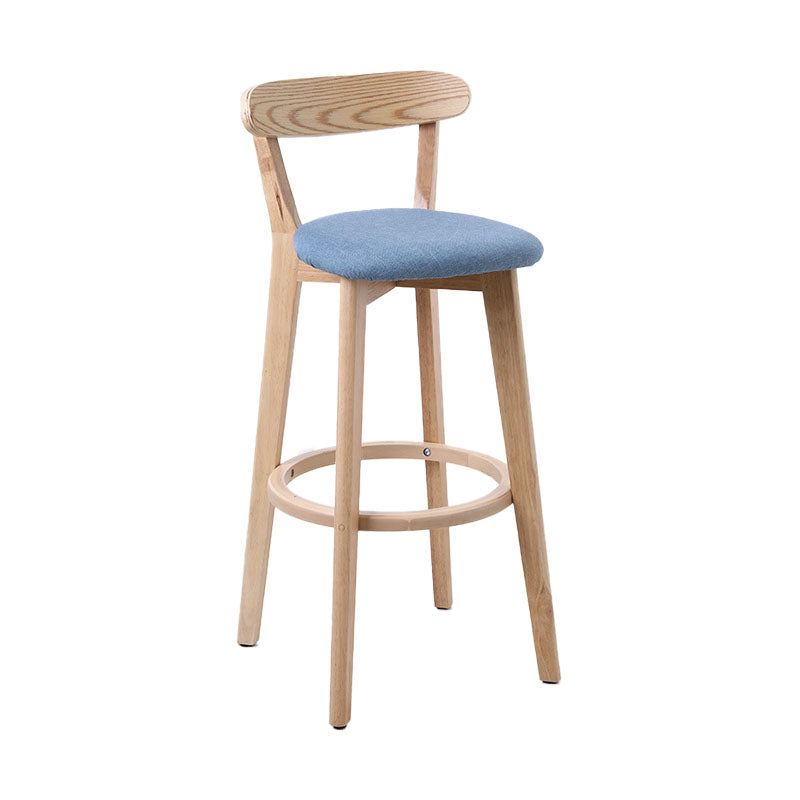 Scandinavian Rubberwood Coffee Shop Stool Footrest Upholstered Bar Stools