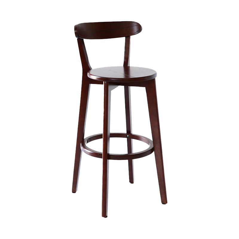 Scandinavian Rubberwood Coffee Shop Stool Footrest Upholstered Bar Stools