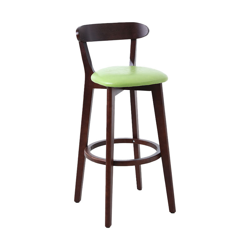 Scandinavian Rubberwood Coffee Shop Stool Footrest Upholstered Bar Stools