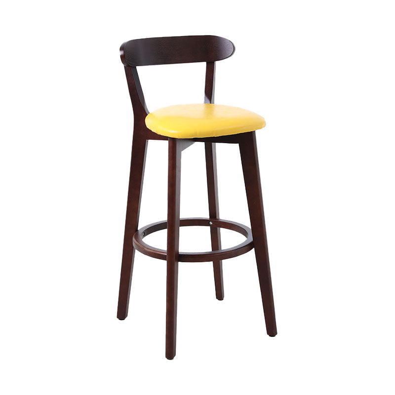 Scandinavian Rubberwood Coffee Shop Stool Footrest Upholstered Bar Stools