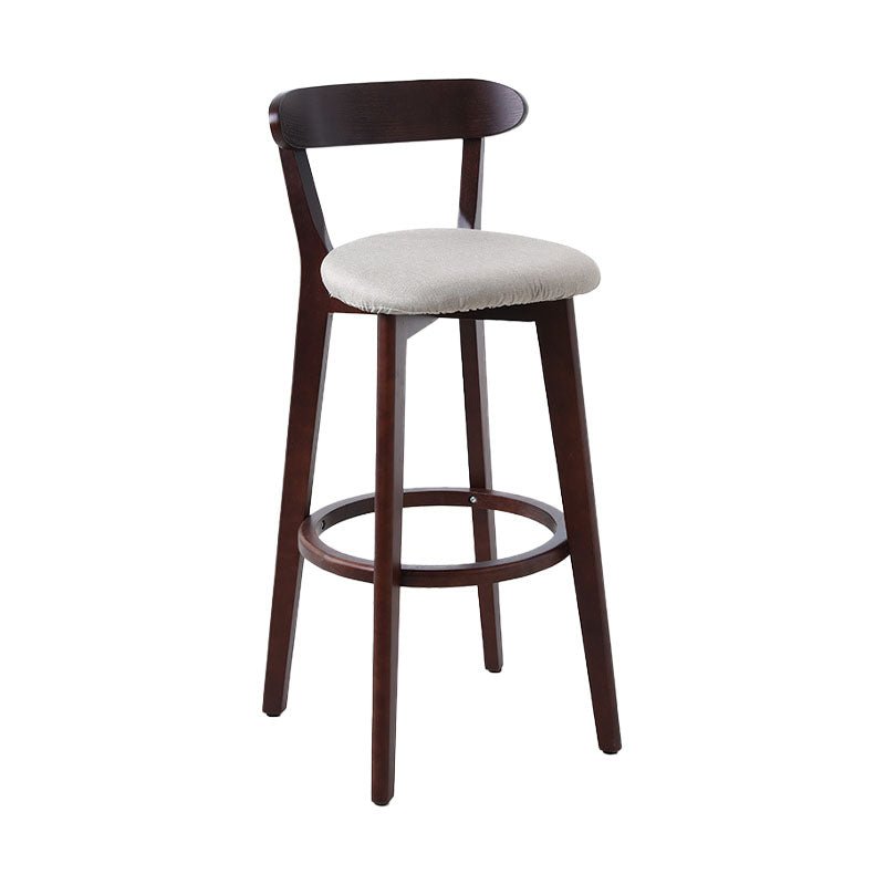 Scandinavian Rubberwood Coffee Shop Stool Footrest Upholstered Bar Stools