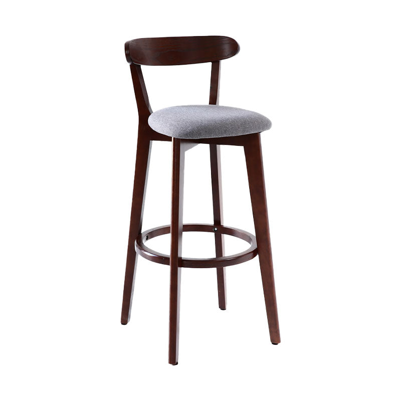 Scandinavian Rubberwood Coffee Shop Stool Footrest Upholstered Bar Stools