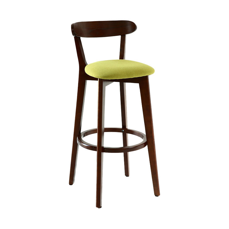 Scandinavian Rubberwood Coffee Shop Stool Footrest Upholstered Bar Stools