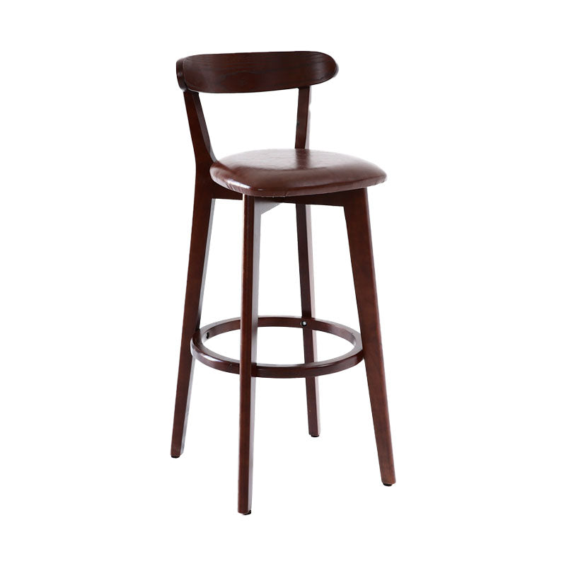 Scandinavian Rubberwood Coffee Shop Stool Footrest Upholstered Bar Stools