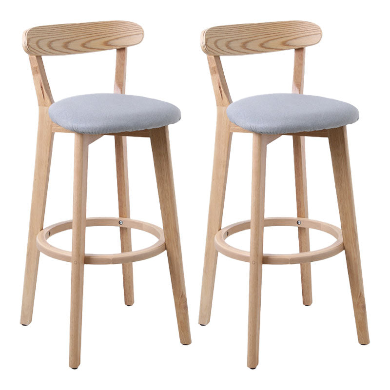 Scandinavian Rubberwood Coffee Shop Stool Footrest Upholstered Bar Stools