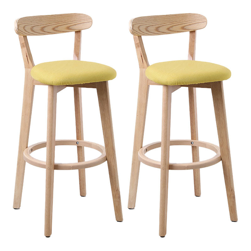Scandinavian Rubberwood Coffee Shop Stool Footrest Upholstered Bar Stools