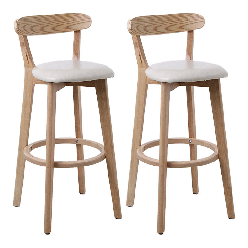 Scandinavian Rubberwood Coffee Shop Stool Footrest Upholstered Bar Stools