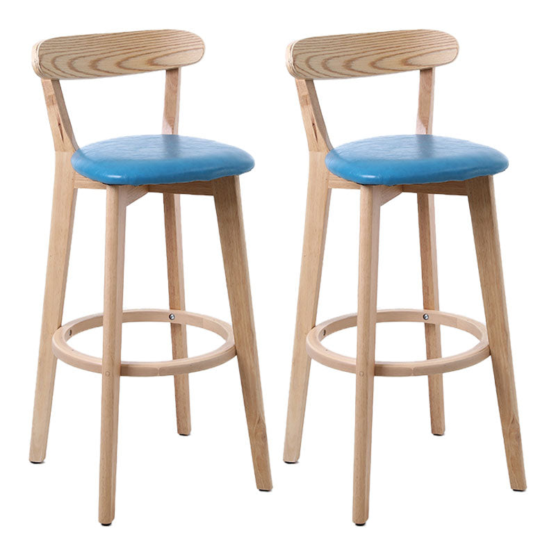 Scandinavian Rubberwood Coffee Shop Stool Footrest Upholstered Bar Stools