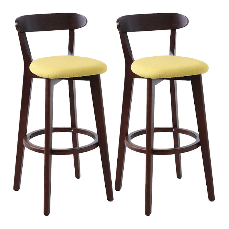 Scandinavian Rubberwood Coffee Shop Stool Footrest Upholstered Bar Stools