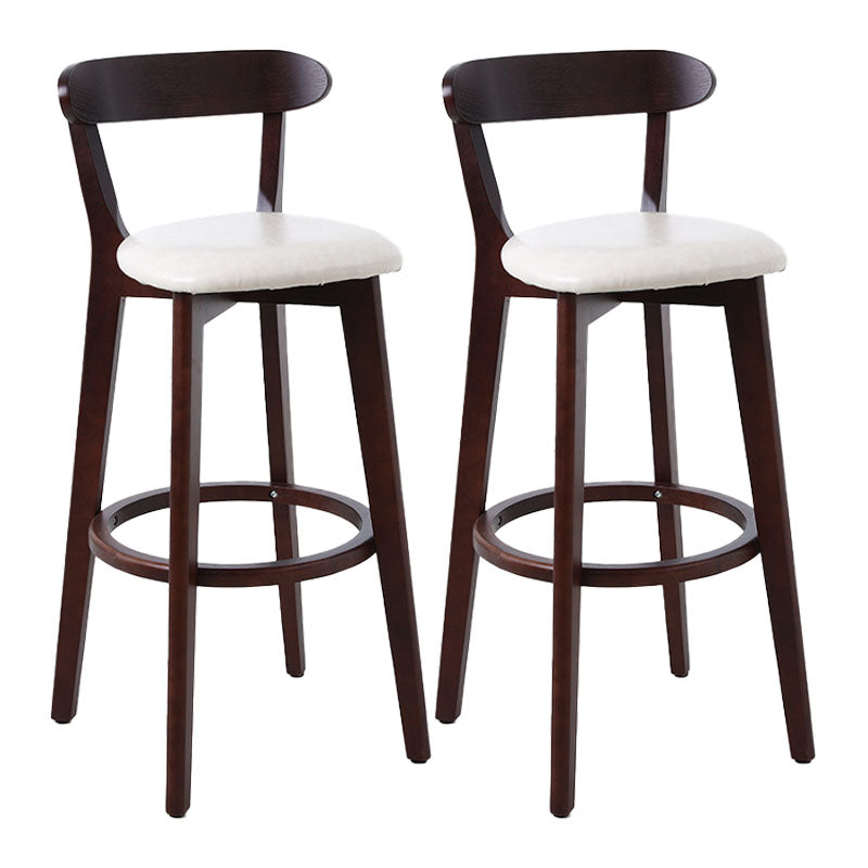 Scandinavian Rubberwood Coffee Shop Stool Footrest Upholstered Bar Stools
