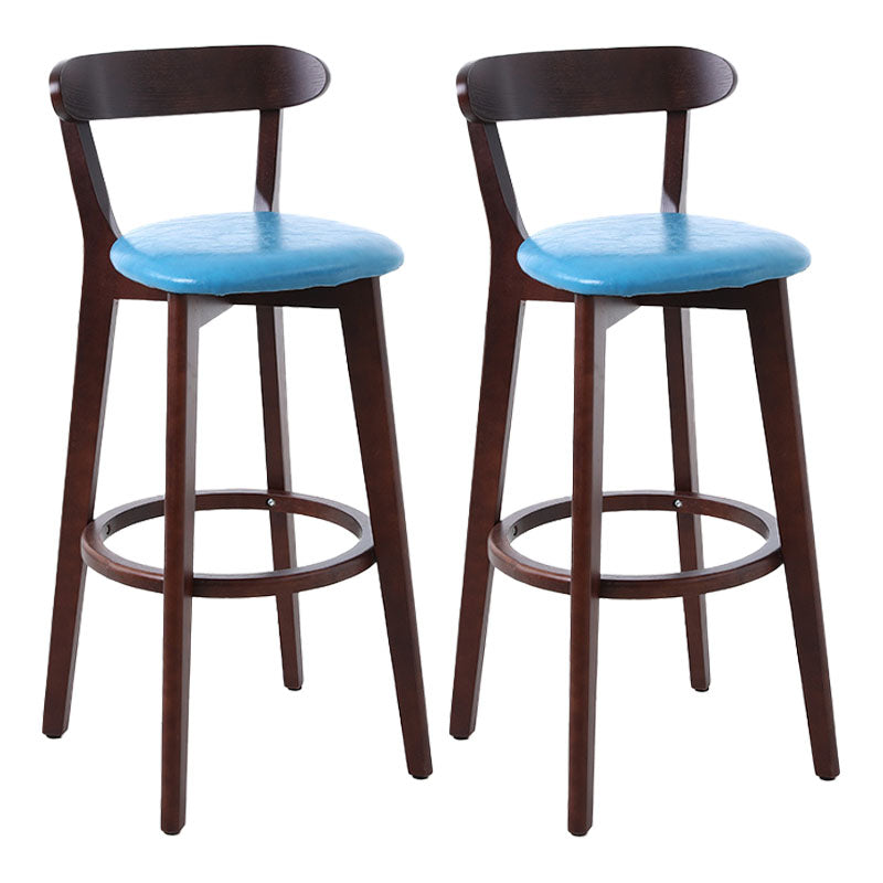 Scandinavian Rubberwood Coffee Shop Stool Footrest Upholstered Bar Stools