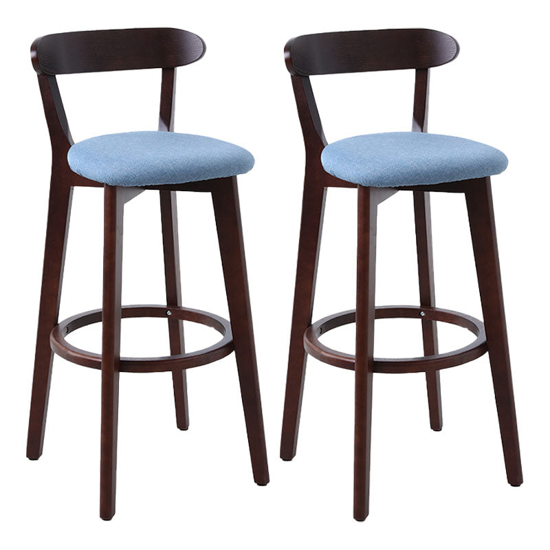 Scandinavian Rubberwood Coffee Shop Stool Footrest Upholstered Bar Stools