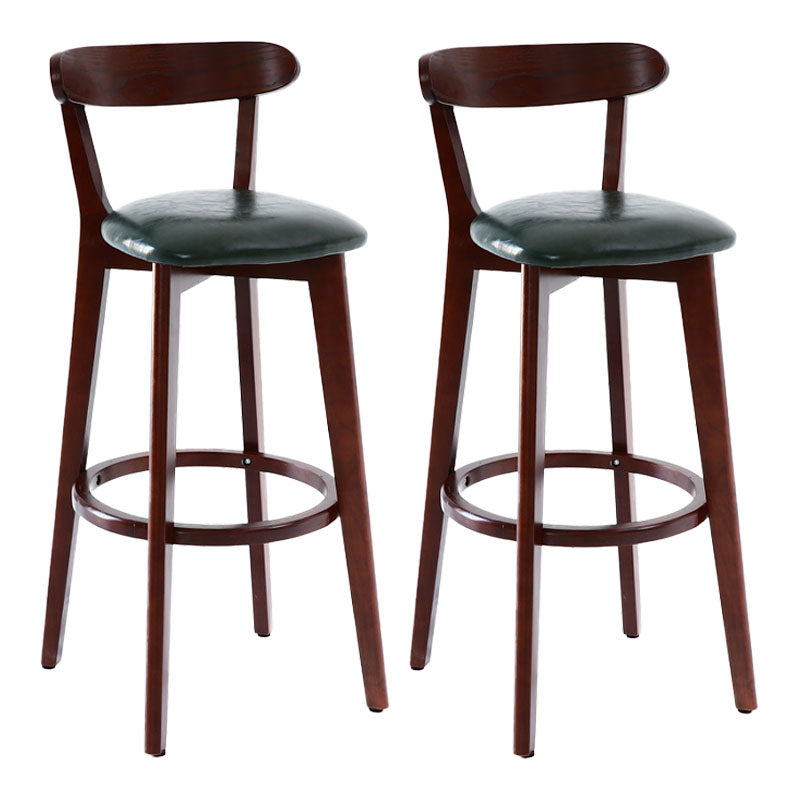 Scandinavian Rubberwood Coffee Shop Stool Footrest Upholstered Bar Stools