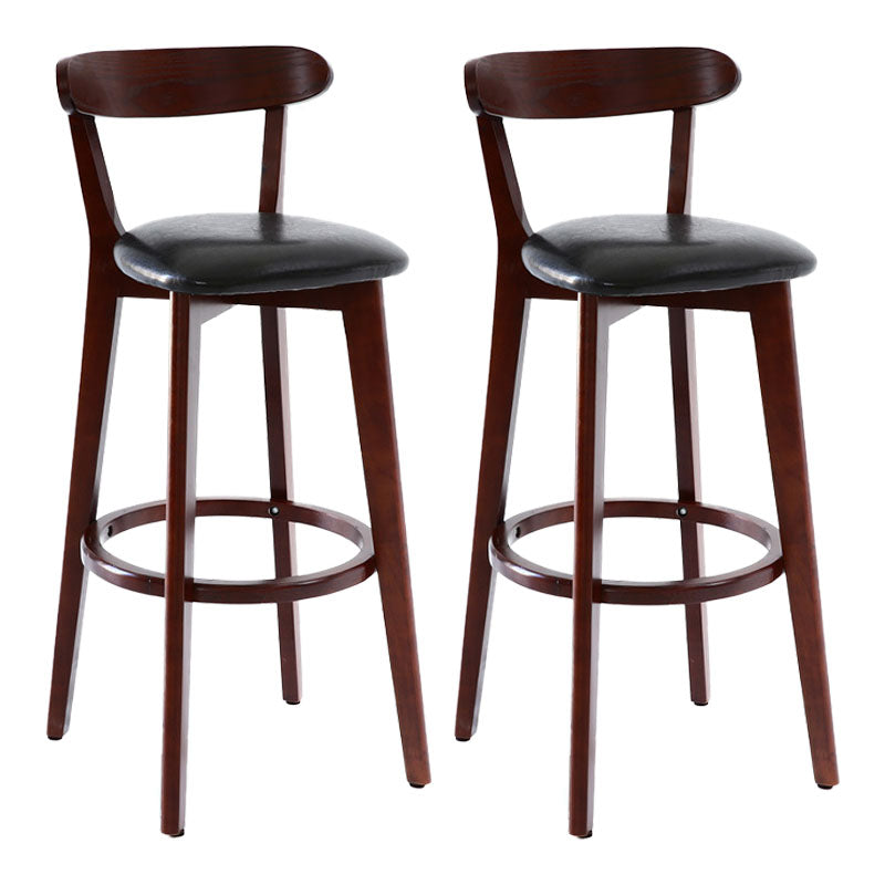 Scandinavian Rubberwood Coffee Shop Stool Footrest Upholstered Bar Stools