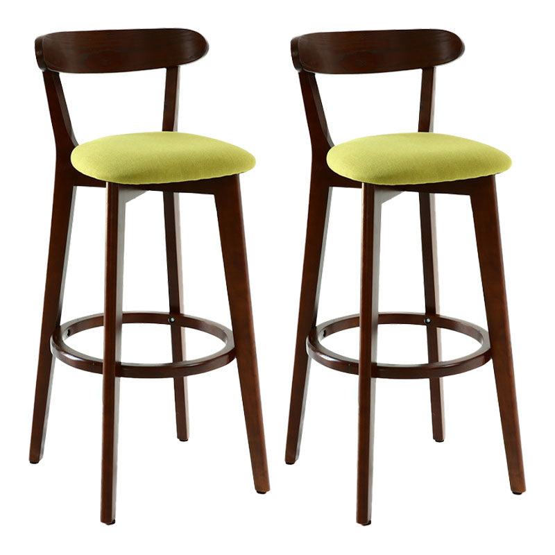 Scandinavian Rubberwood Coffee Shop Stool Footrest Upholstered Bar Stools