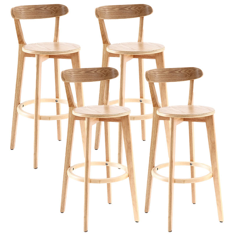 Scandinavian Rubberwood Coffee Shop Stool Footrest Upholstered Bar Stools