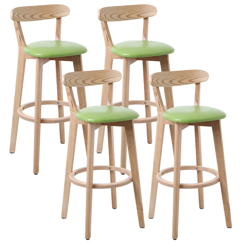 Scandinavian Rubberwood Coffee Shop Stool Footrest Upholstered Bar Stools