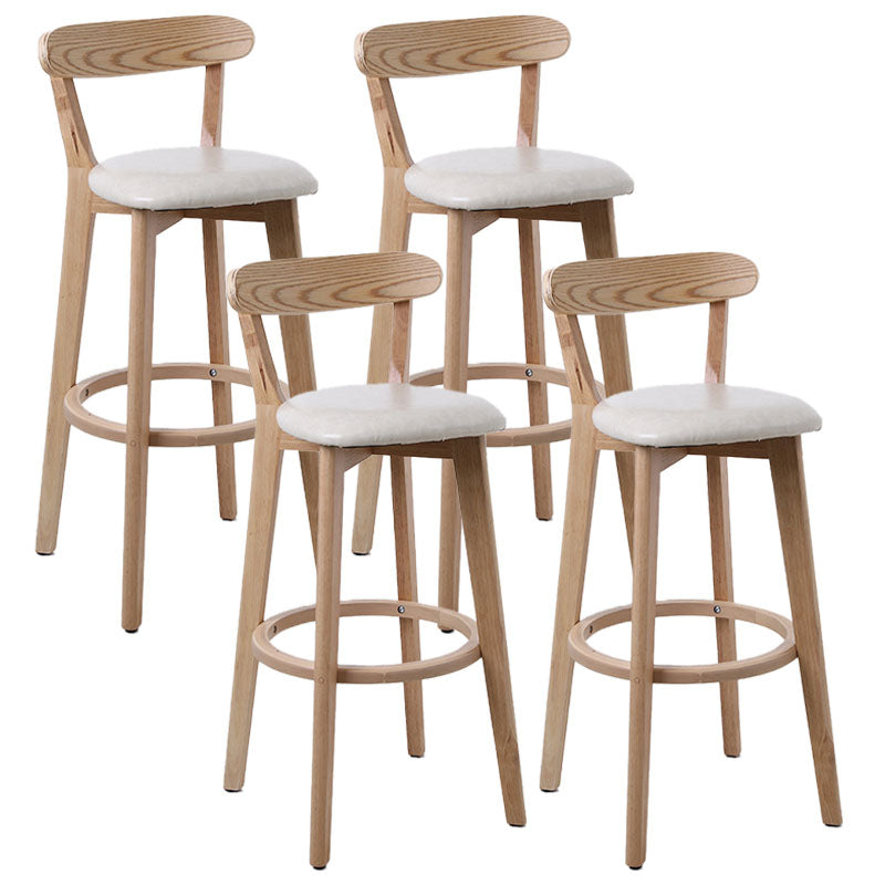 Scandinavian Rubberwood Coffee Shop Stool Footrest Upholstered Bar Stools